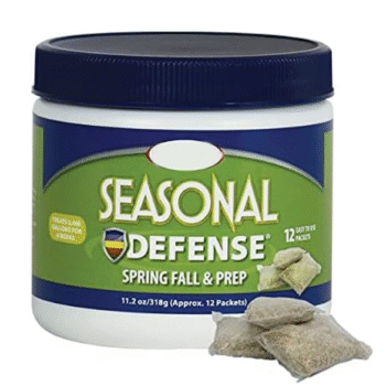 Seasonal Defense for Ponds – Spring & Fall Beneficial Bacteria With Barley & Enzymes – Cold Water Sludge & Scum Treatment – Safe for Fish & Plants – 12 Packets